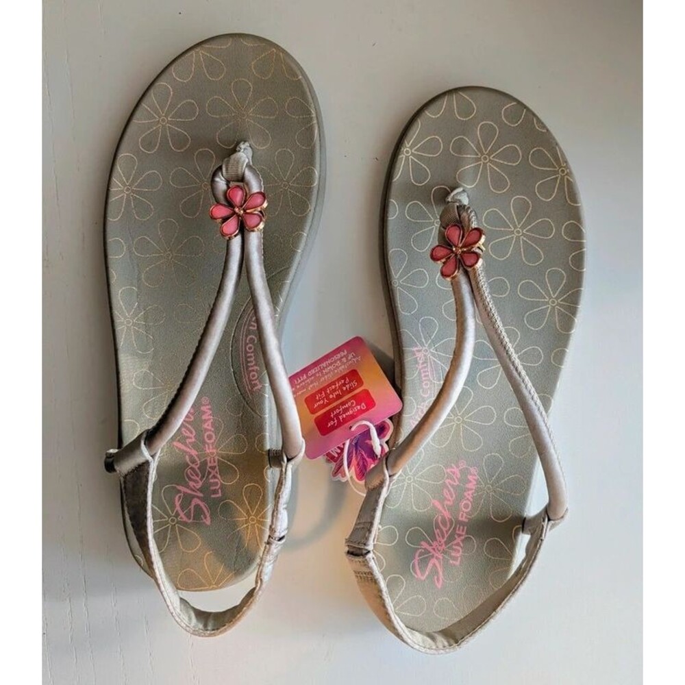 Skechers Meditation Luxe Stunning Charm Sandals Taupe - NWT